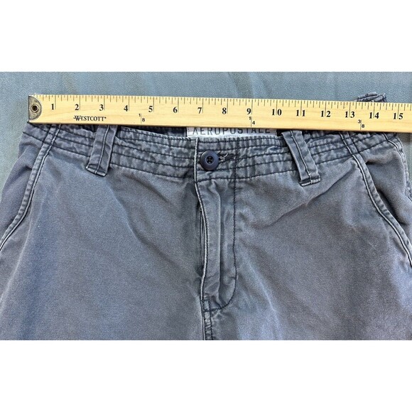 Aeropostale Cargo Shorts Mens 28 x 11 Gray Flat Front Denim Pockets Loose - Picture 9 of 11